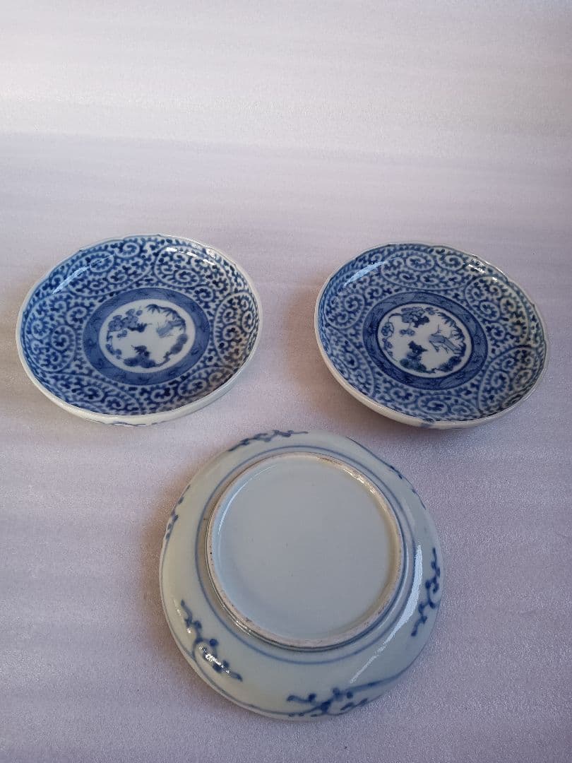 古伊万里　蛸唐草文様　三枚