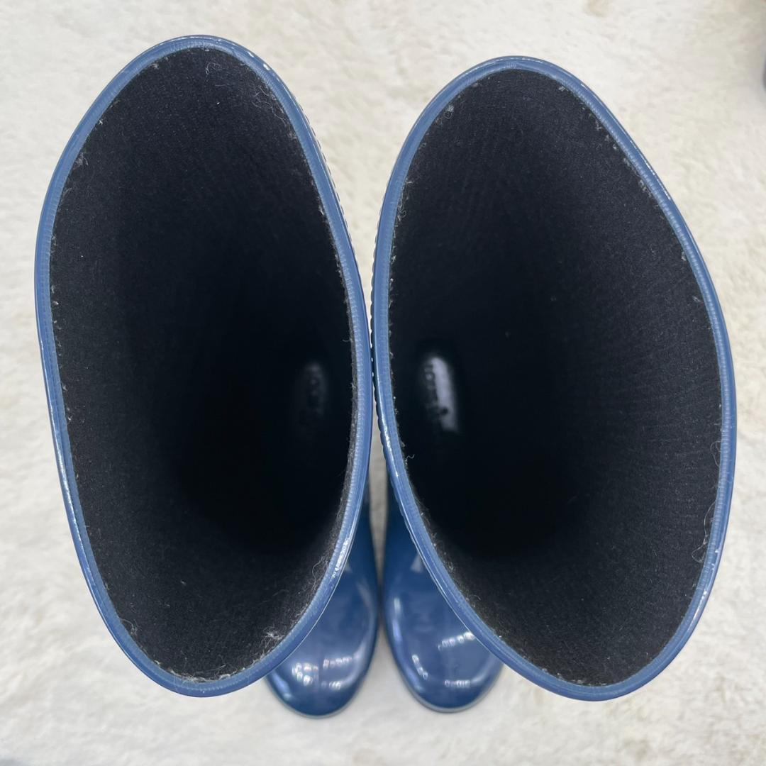 ネイビー エンボス加工 ラバーブーツ